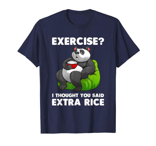 Cute Rice Art Men Women Asian Food Rice Panda Exercise Humor T-Shirt