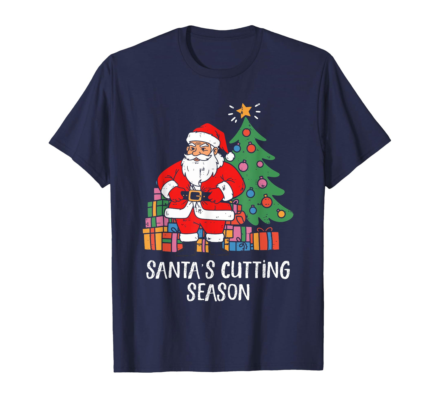 Santas Cutting Season Funny Gym Christmas Bodybuilder T-Shirt