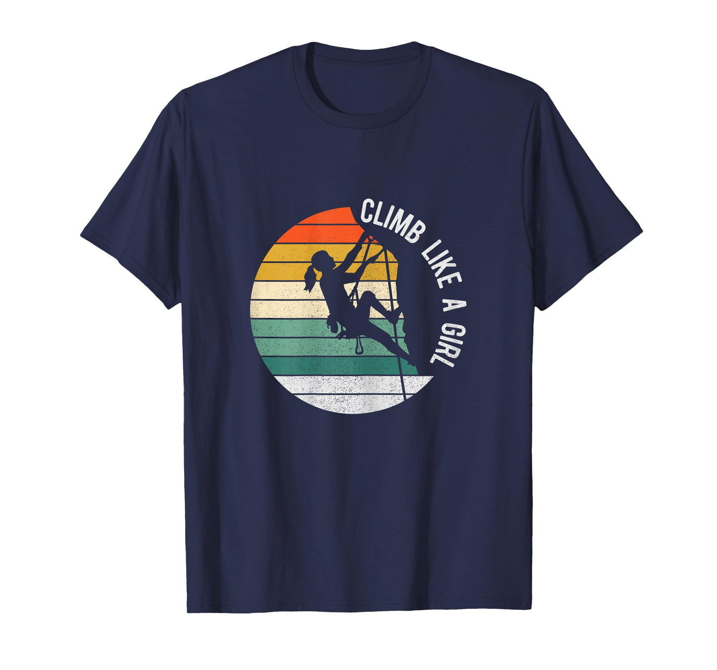 Climb Like A Girl Rock Climbing Gear Kids Women Sunset T-Shirt