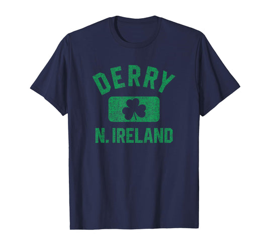 Derry N. Ireland Gym Style Distressed Green Print T-Shirt