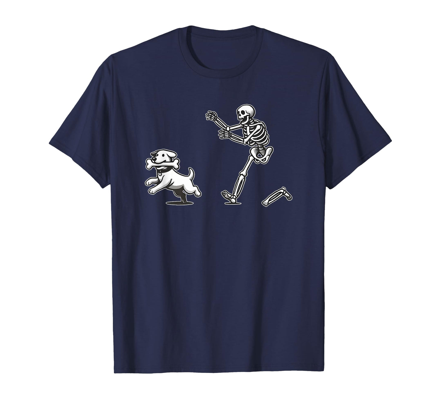 Halloween Dog, Funny Skeleton, Skeleton Chasing Dog Men Women T-Shirt