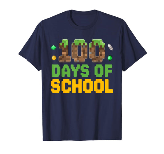 Boys Kids Gamer 100 Days Of School Video Game Pixel T-Shirt