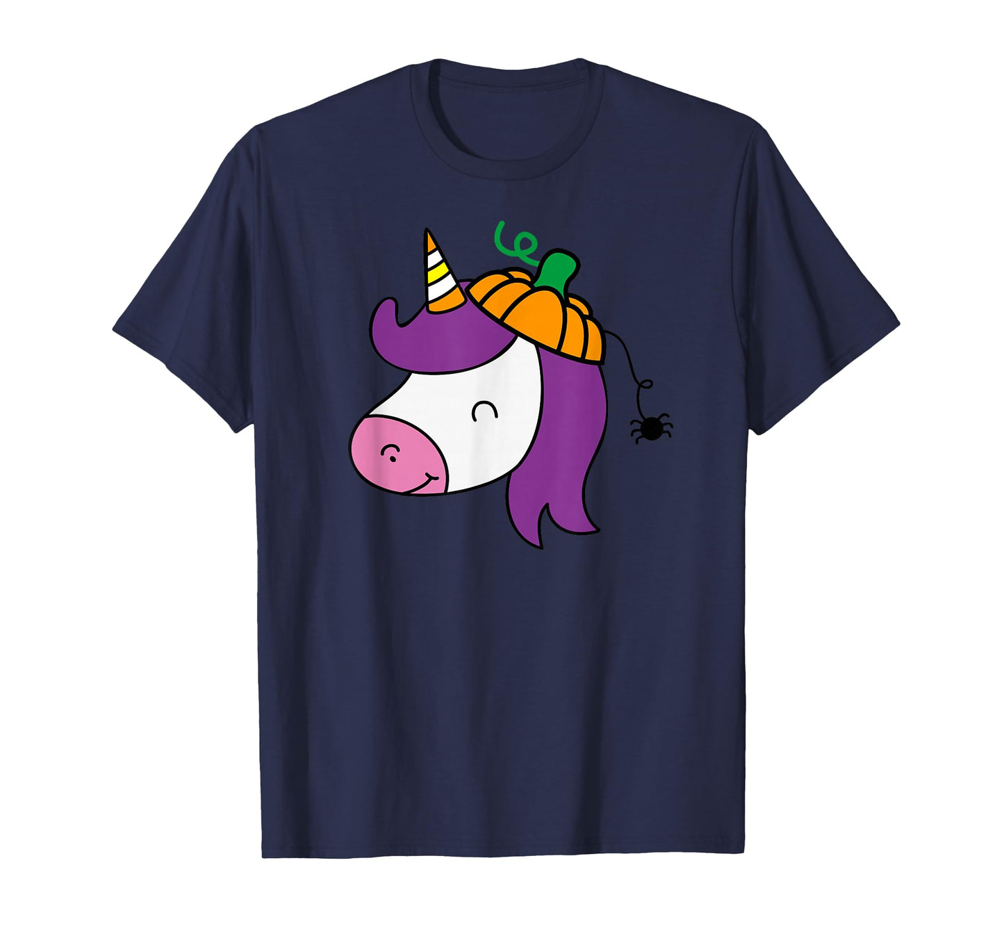 Unicorn Smile Face Head Pumpkin Spider Halloween Costume T-Shirt