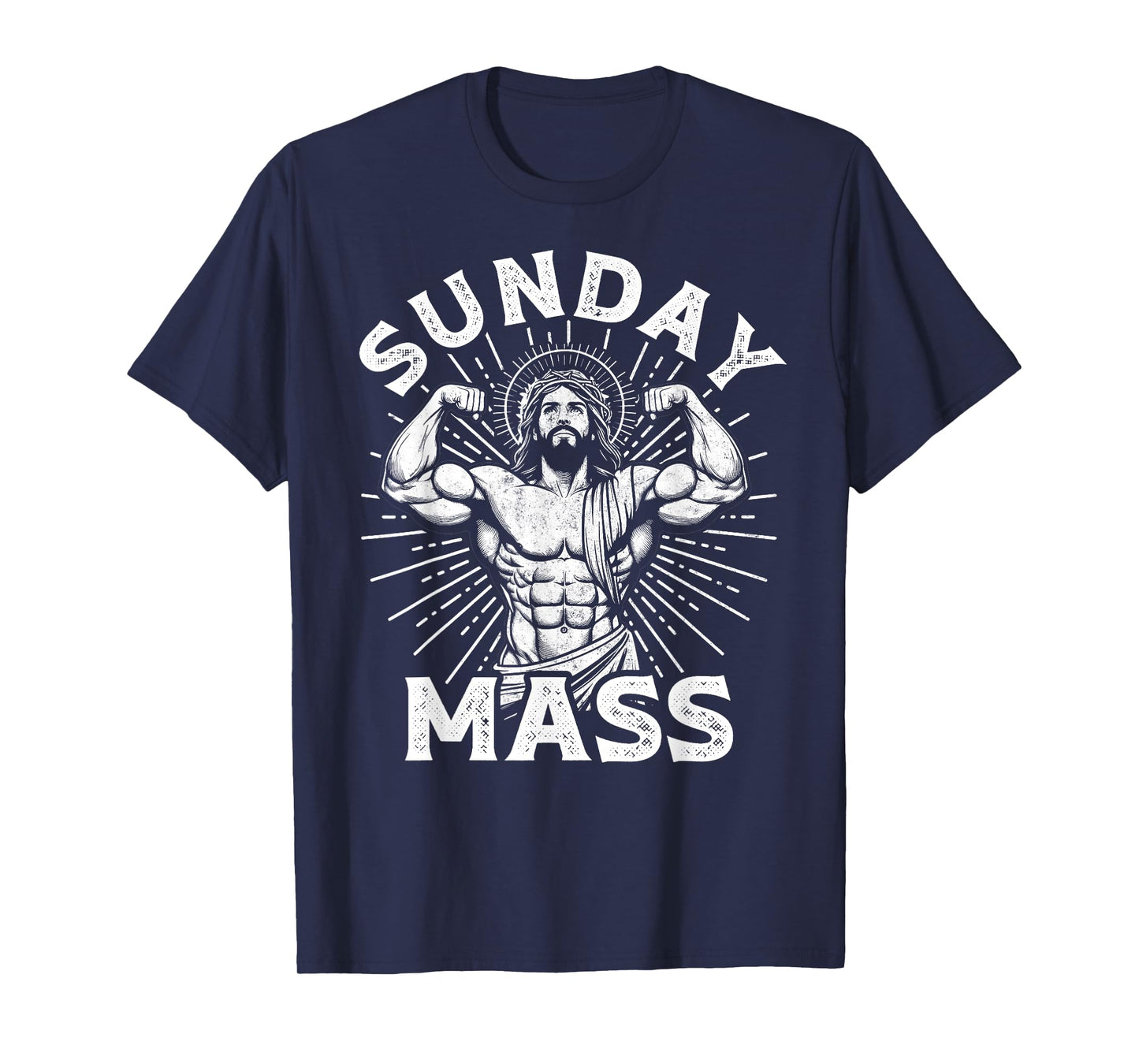 Funny Christian Sunday Mass Bodybuilder Gym Jesus Motivation T-Shirt
