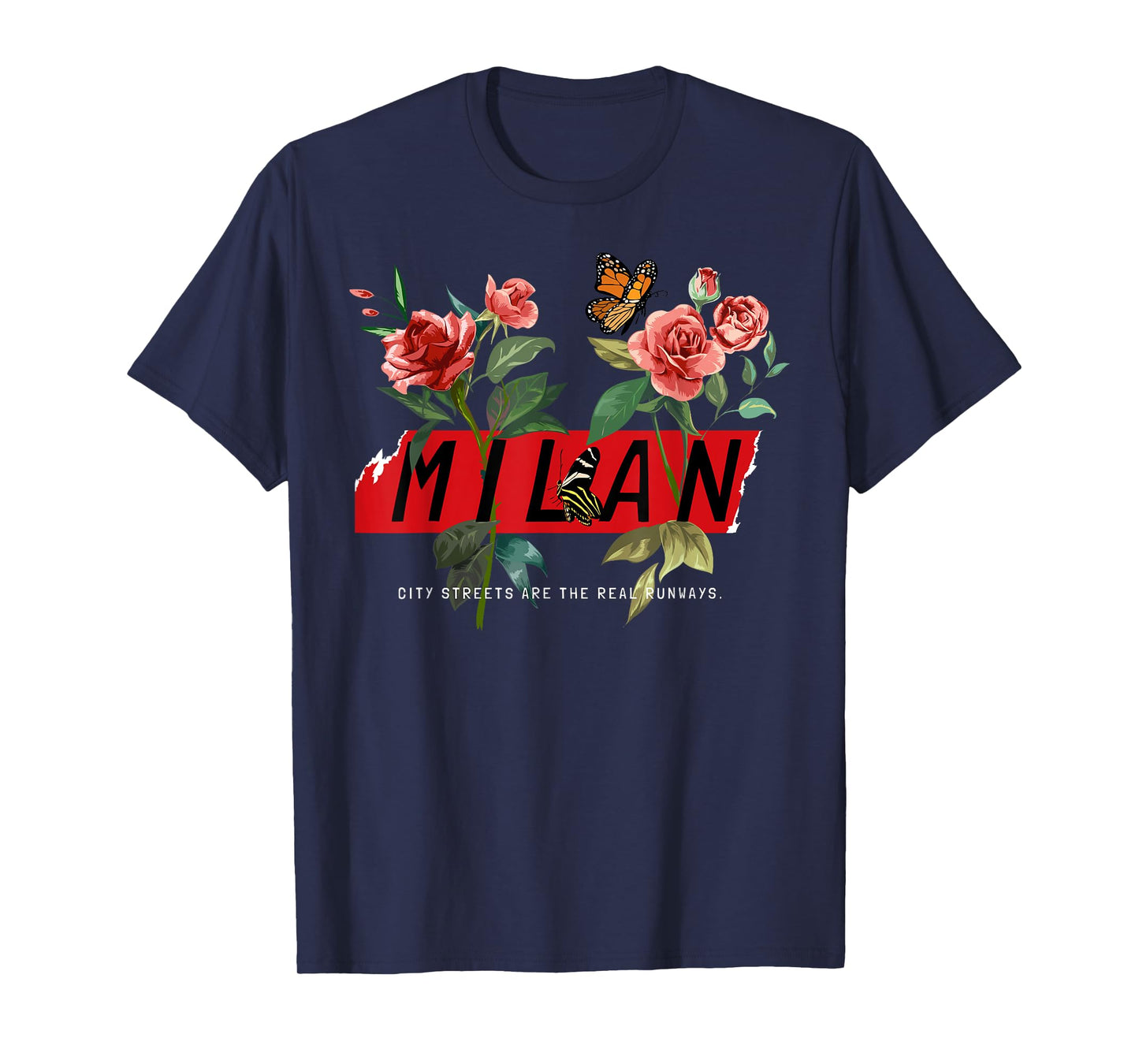 Floral Milan Italy Graphic Tee Shirts, I Love Milano Italia T-Shirt