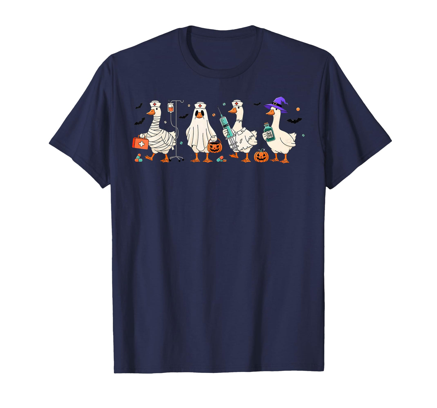 Cute Goose Nurse Halloween Costume Ghost Pumpkin Witch T-Shirt