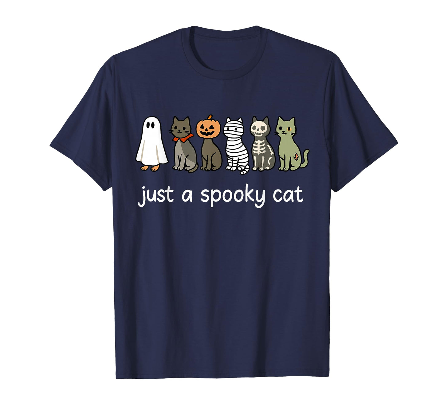 Just A Spooky Cat Cute Black Cats in Ghost Halloween T-Shirt