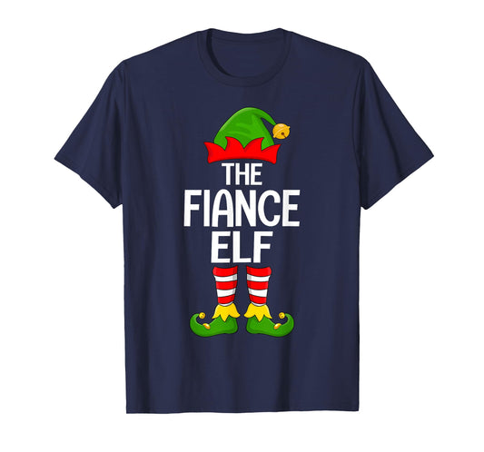 Fiance Elf Xmas Matching Family Elf Squad Christmas T-Shirt