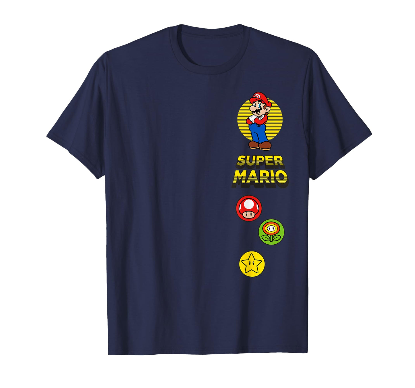 Super Mario Bros Power Up Vintage Game Icons T-Shirt
