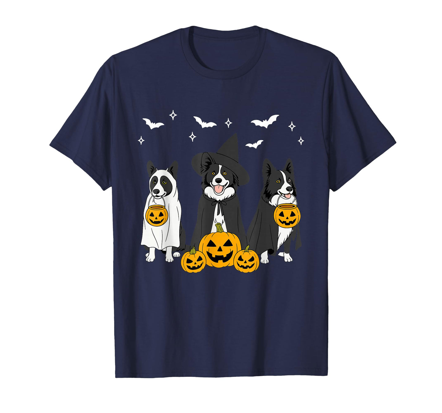 Witch Border Collie Halloween Ghost Border Collie Dog Mom T-Shirt