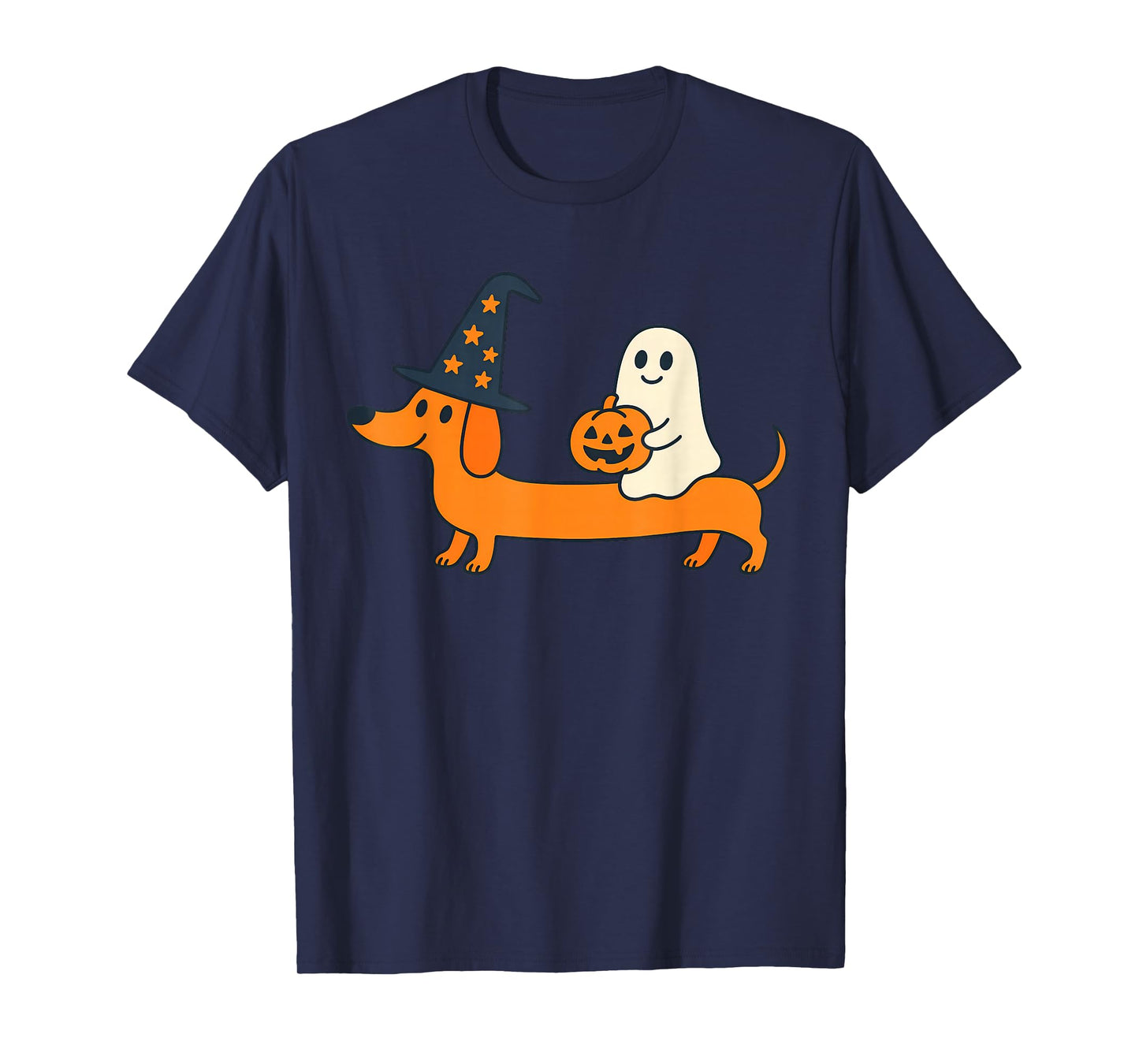 Witchy Dachshund Funny Halloween Pumpkin Ghost T-Shirt