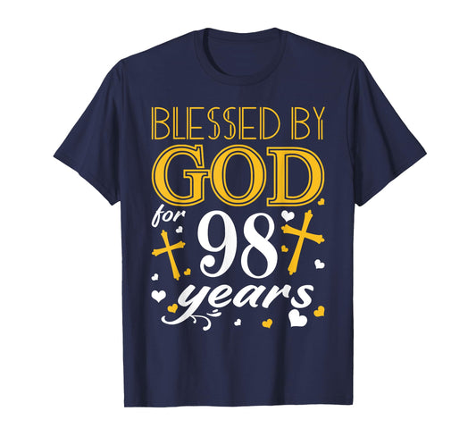 Vintage Blessed By God For 98 Years Happy 98th Birthday T-Shirt