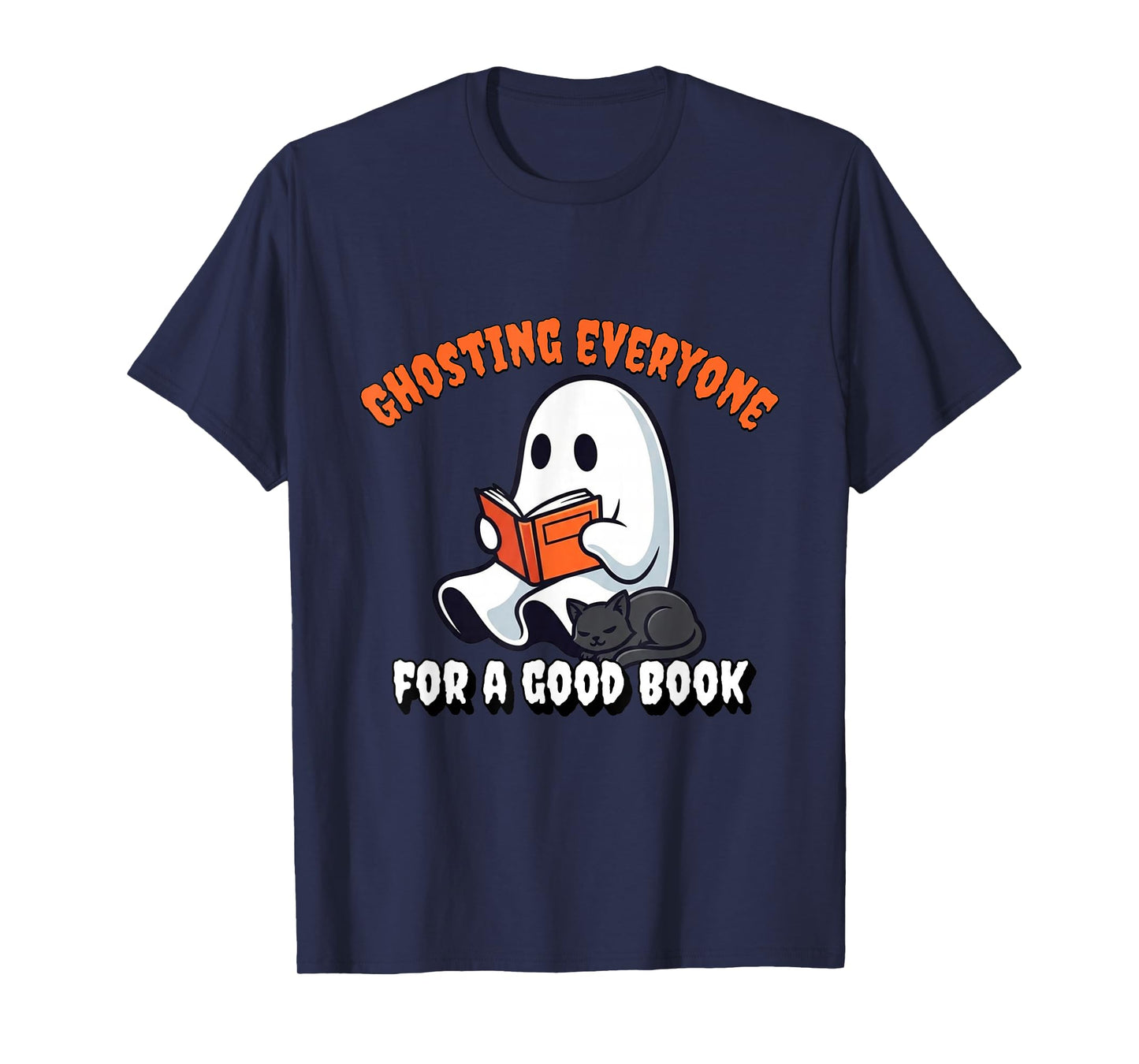 Groovy Cute Ghost Book Nerd Funny Halloween Reading Gift T-Shirt