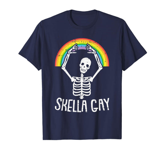 Gay Skeleton Lazy Halloween Costume Funny Skull LGBT-Q Pride T-Shirt