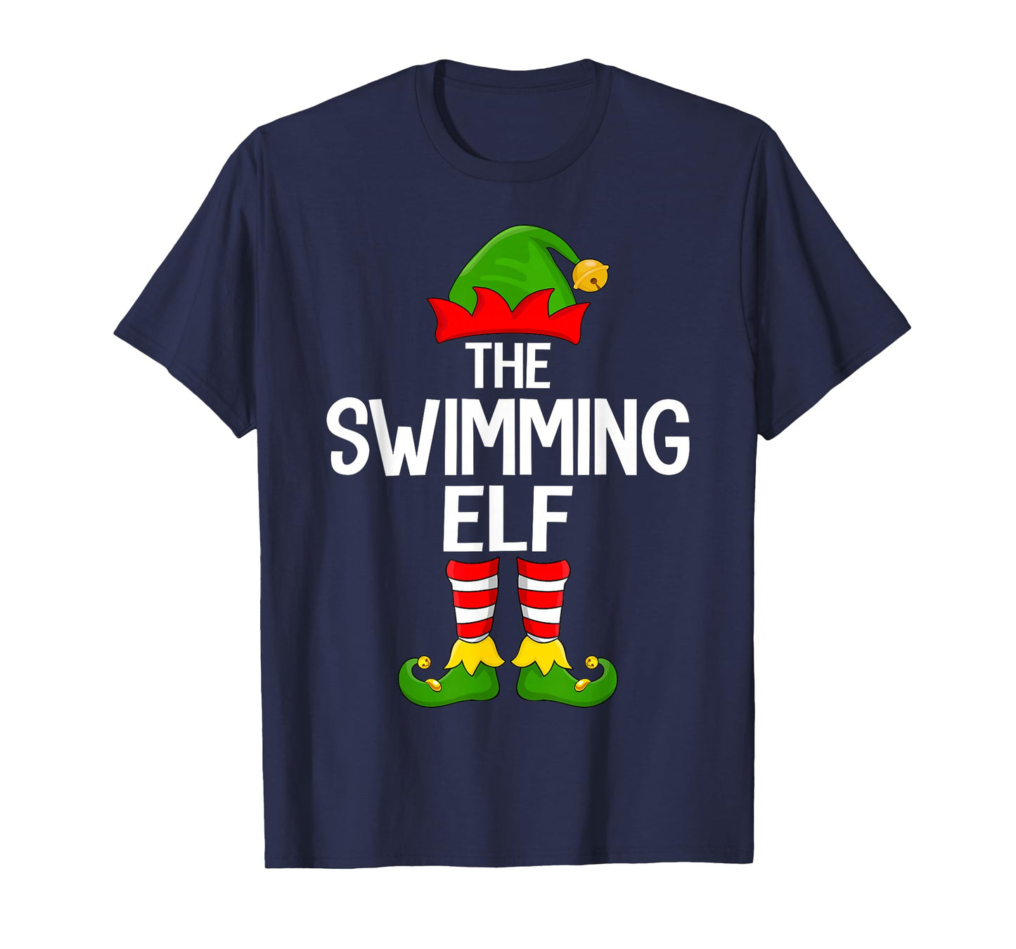 Swimming Elf Xmas Matching Family Elf Squad Christmas T-Shirt