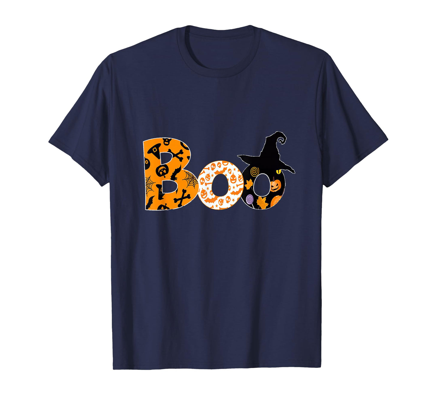 Boo Halloween Cute Spooky Witch Hat & Pumpkin Tee T-Shirt