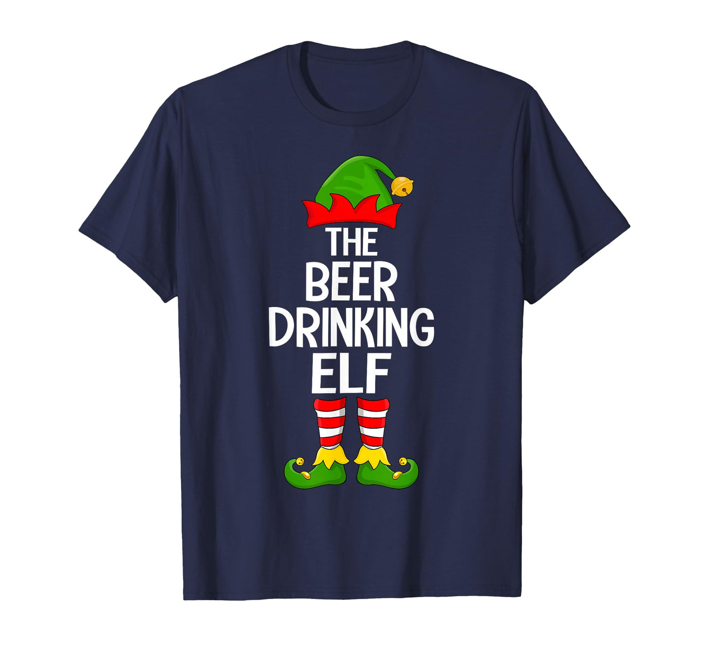 Beer Drinking Elf Xmas Matching Family Elf Squad Christmas T-Shirt