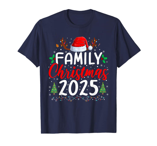 Family Christmas 2025 Xmas Lights Santa Pajamas Holiday T-Shirt