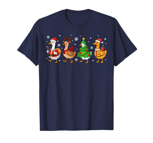 Cute Silly Goose Santa Christmas Merry Goosemas Xmas Kids T-Shirt