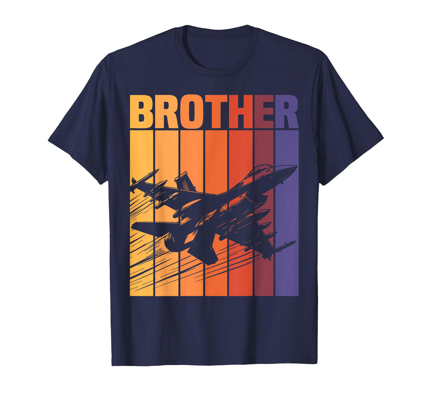 Brother Matching Family Retro Military Fighter Jet Birthday T-Shirt