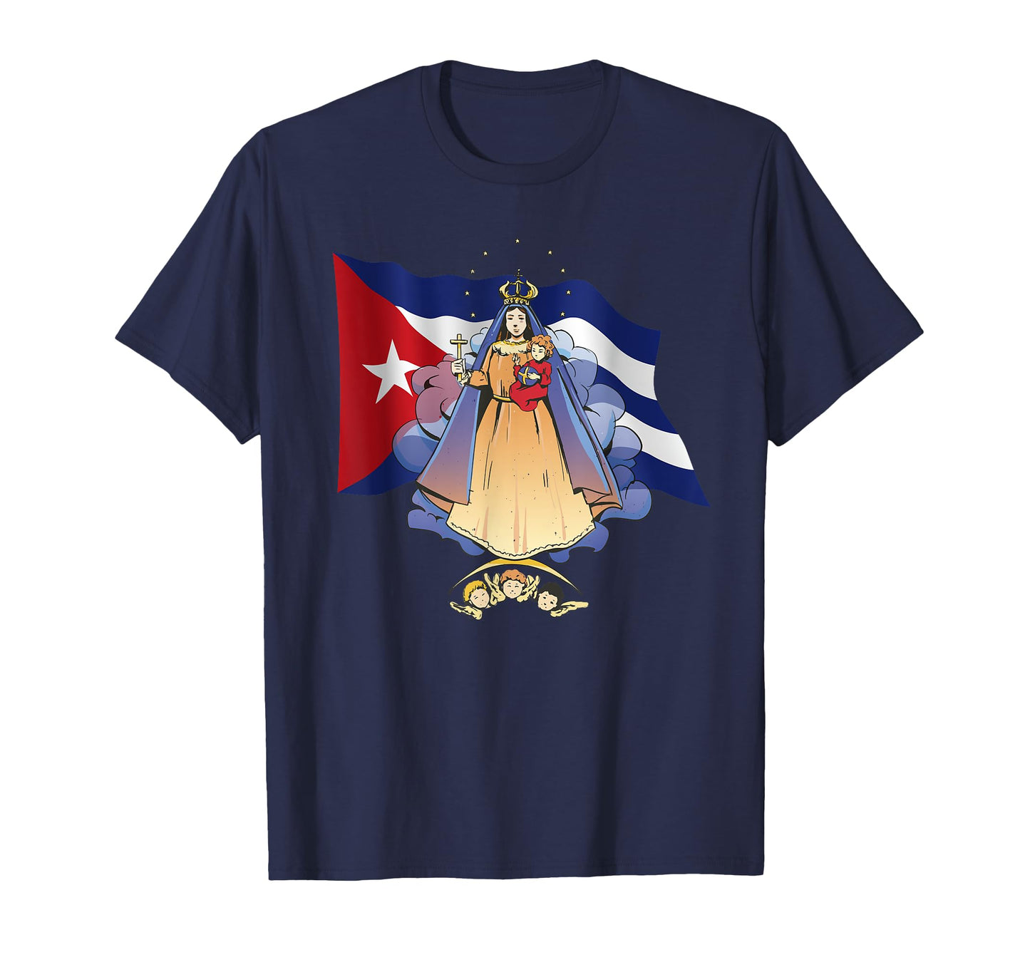 Virgen de la Caridad del Cobre Patrona de Cuba & Cuban Flag T-Shirt