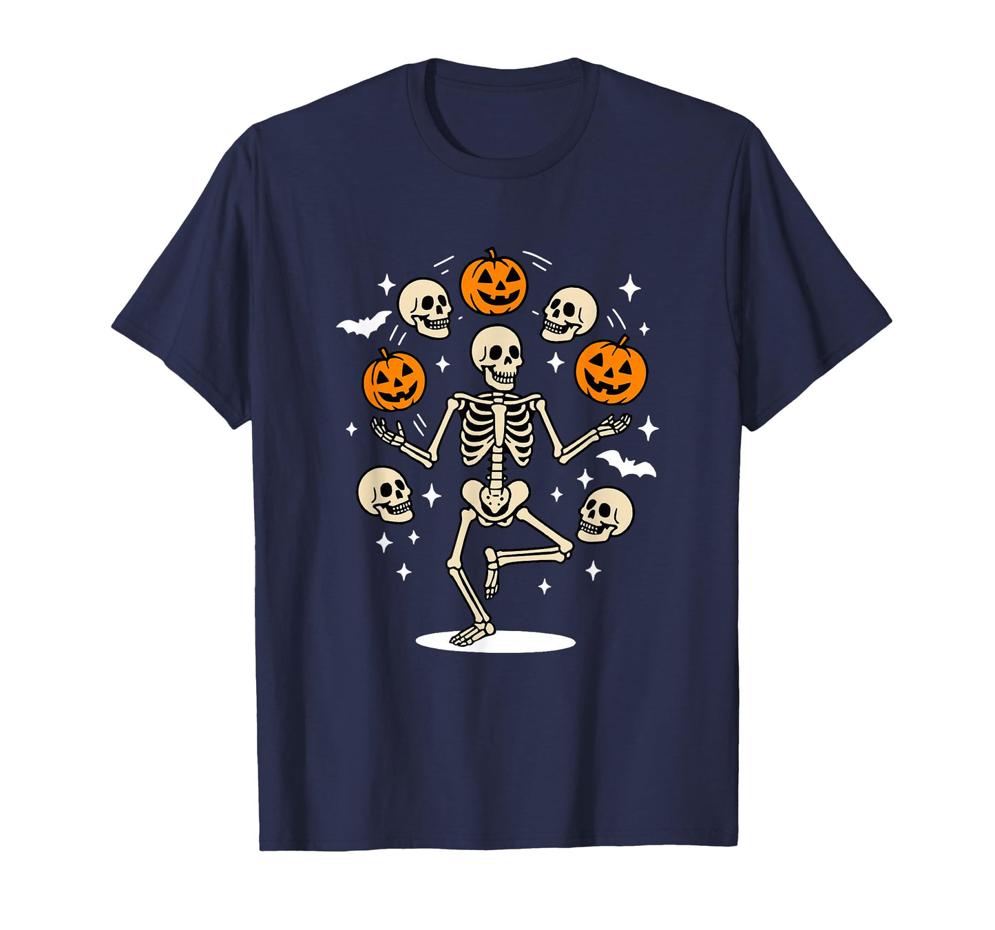Skeleton Juggling Pumpkin Skulls Halloween Skeleton Spooky T-Shirt