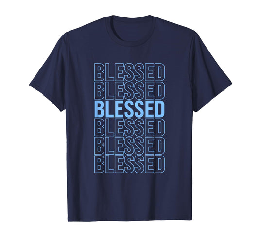 Blue Blessed Blue Color Graphic Blue Vibes Only T-Shirt