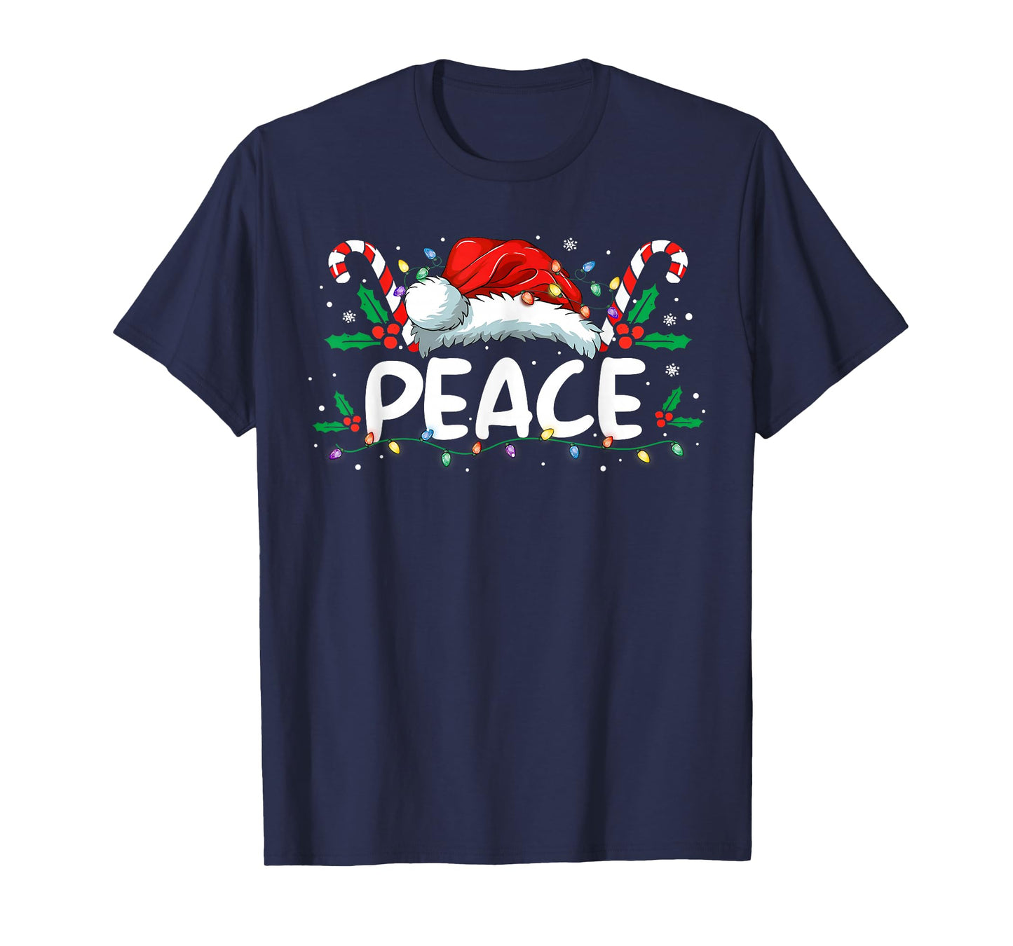 Peace I Come in Peace Christmas Lights Santa Pajamas Couples T-Shirt