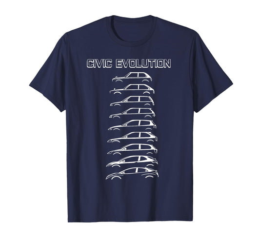 Civic Evolution EK EG Type R SI EF Japanese Car T-Shirt, Small, Black