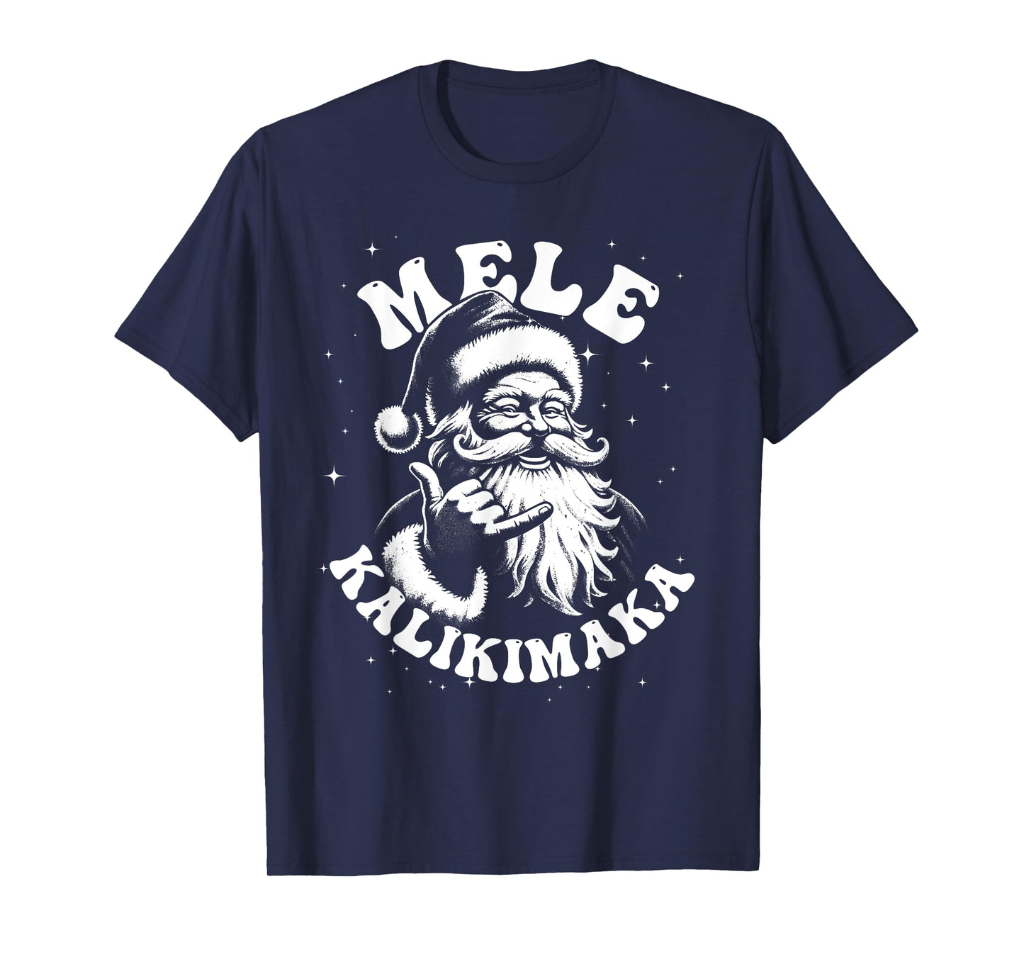 Retro Christmas Surf, Mele Kalikimaka Santa Shaka Hawaii T-Shirt