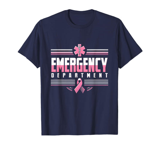 Emergency Department Emergency Room Nurse Breast Cancer T-Shirt