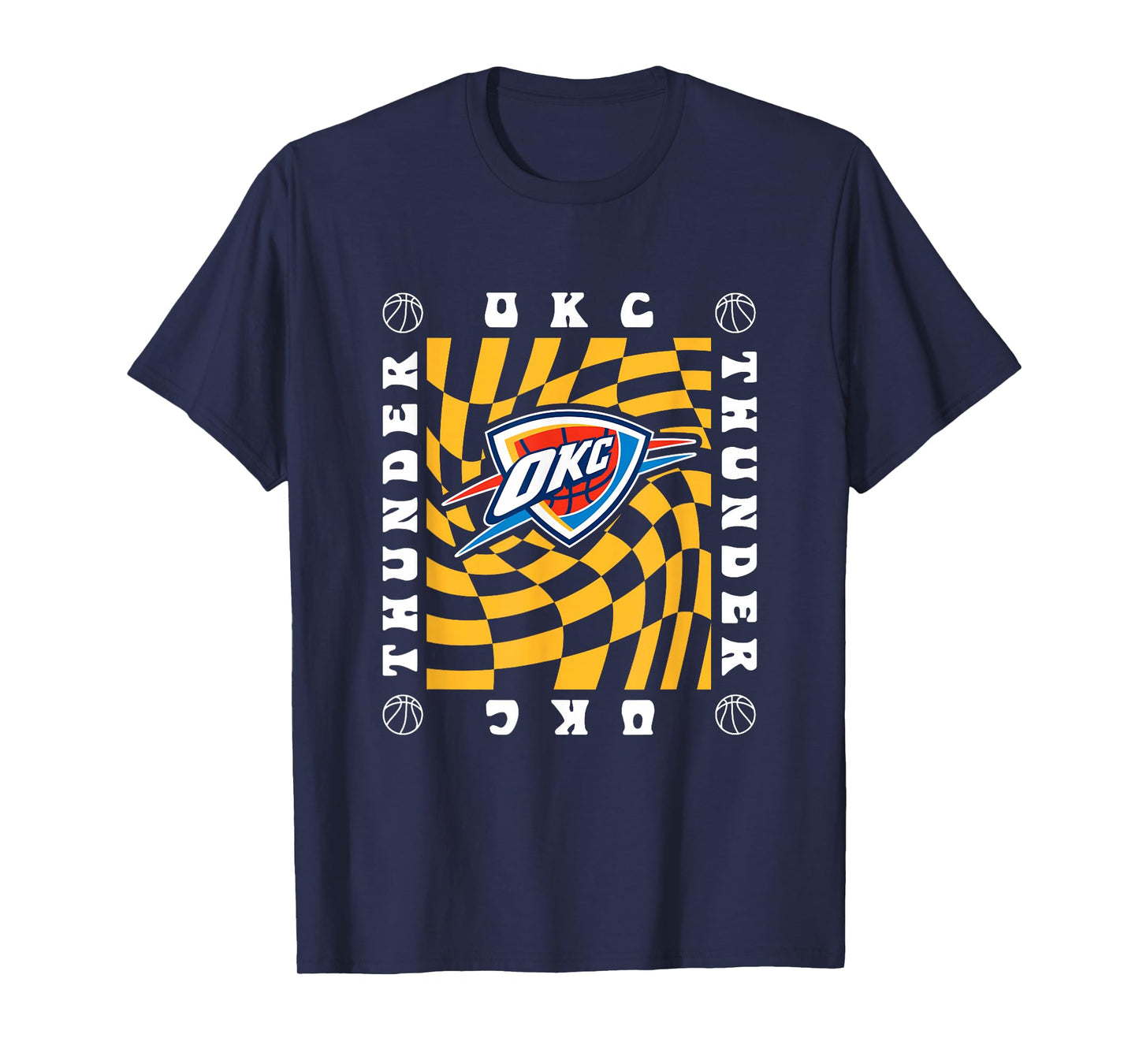 NBA Oklahoma City Thunder Retro Checkerboard Wave T-Shirt