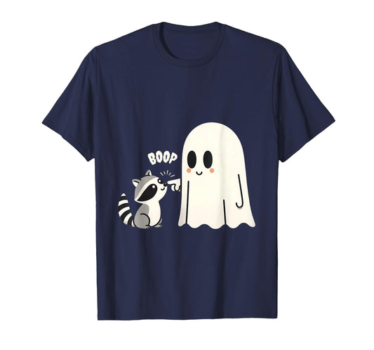 Raccoon Vintage Ghost Boop Men Women Funny Halloween Racoon T-Shirt