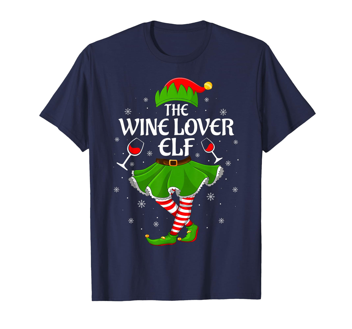 Wine Lover Elf Christmas Family Girls Women Elf Squad Xmas T-Shirt
