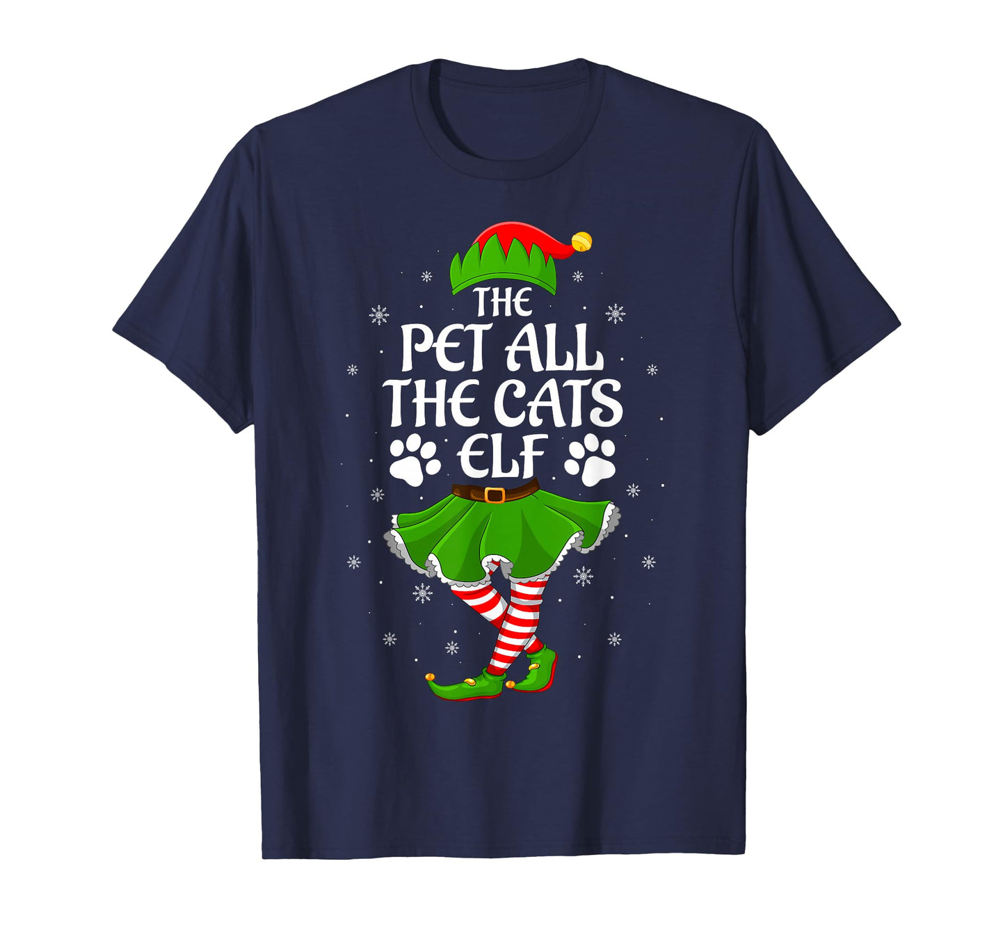 Pet All The Cats Elf Christmas Girls Women Elf Squad Xmas T-Shirt