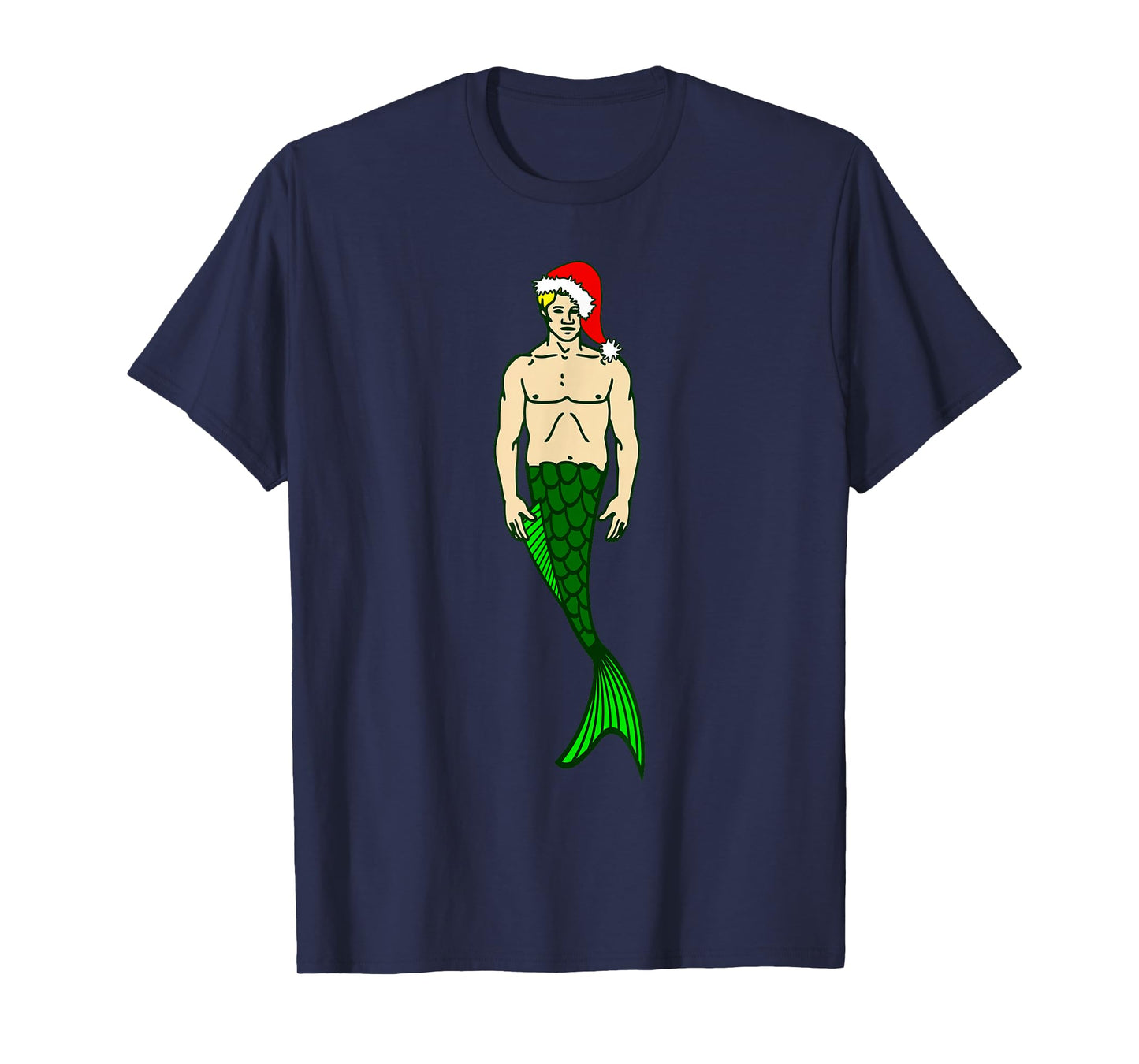 Santa Claus Blonde Merman Christmas Mermaid Xmas T-Shirt