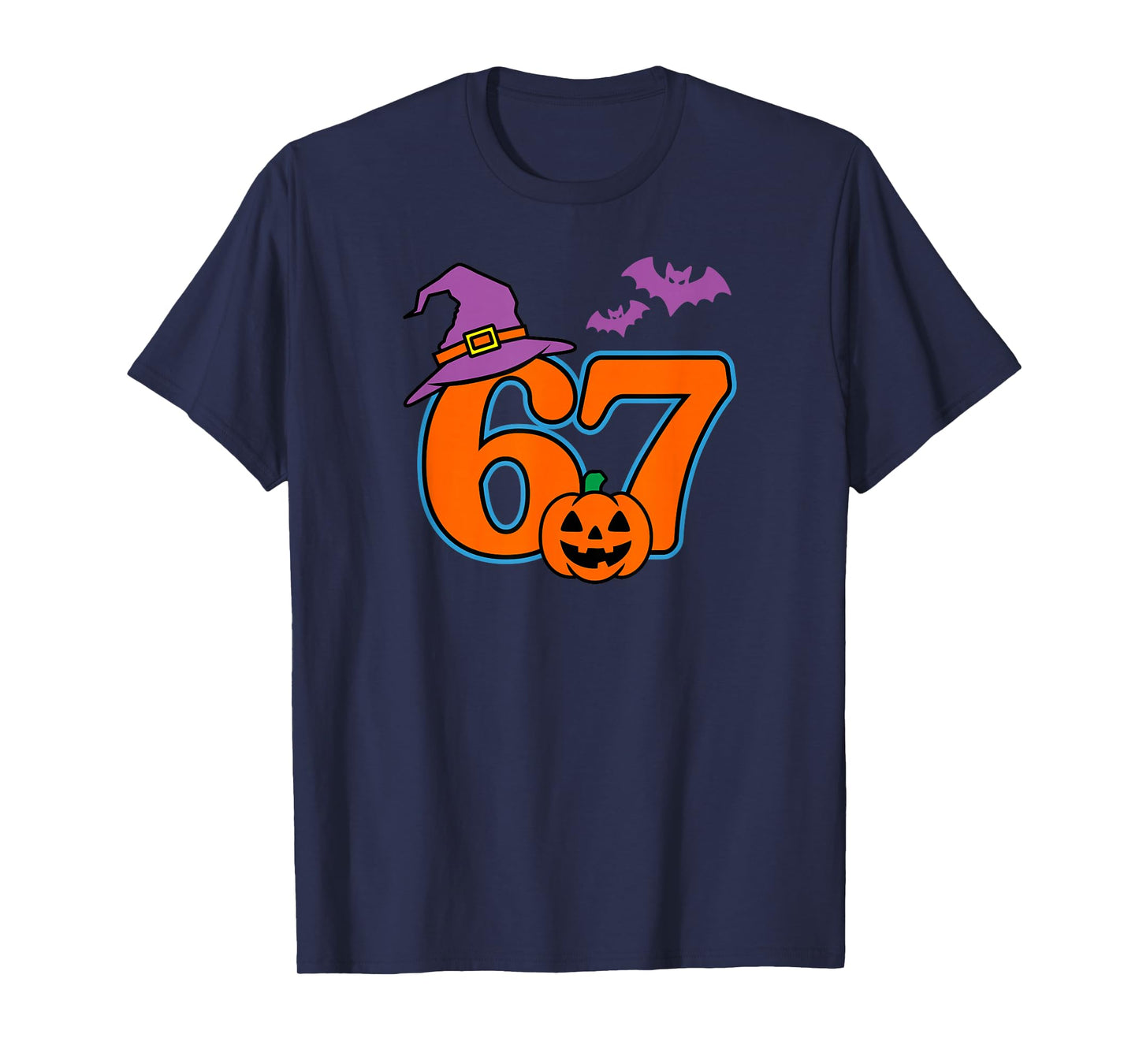 Halloween Number 67 Bats Pumpkin Witch Hat T-Shirt