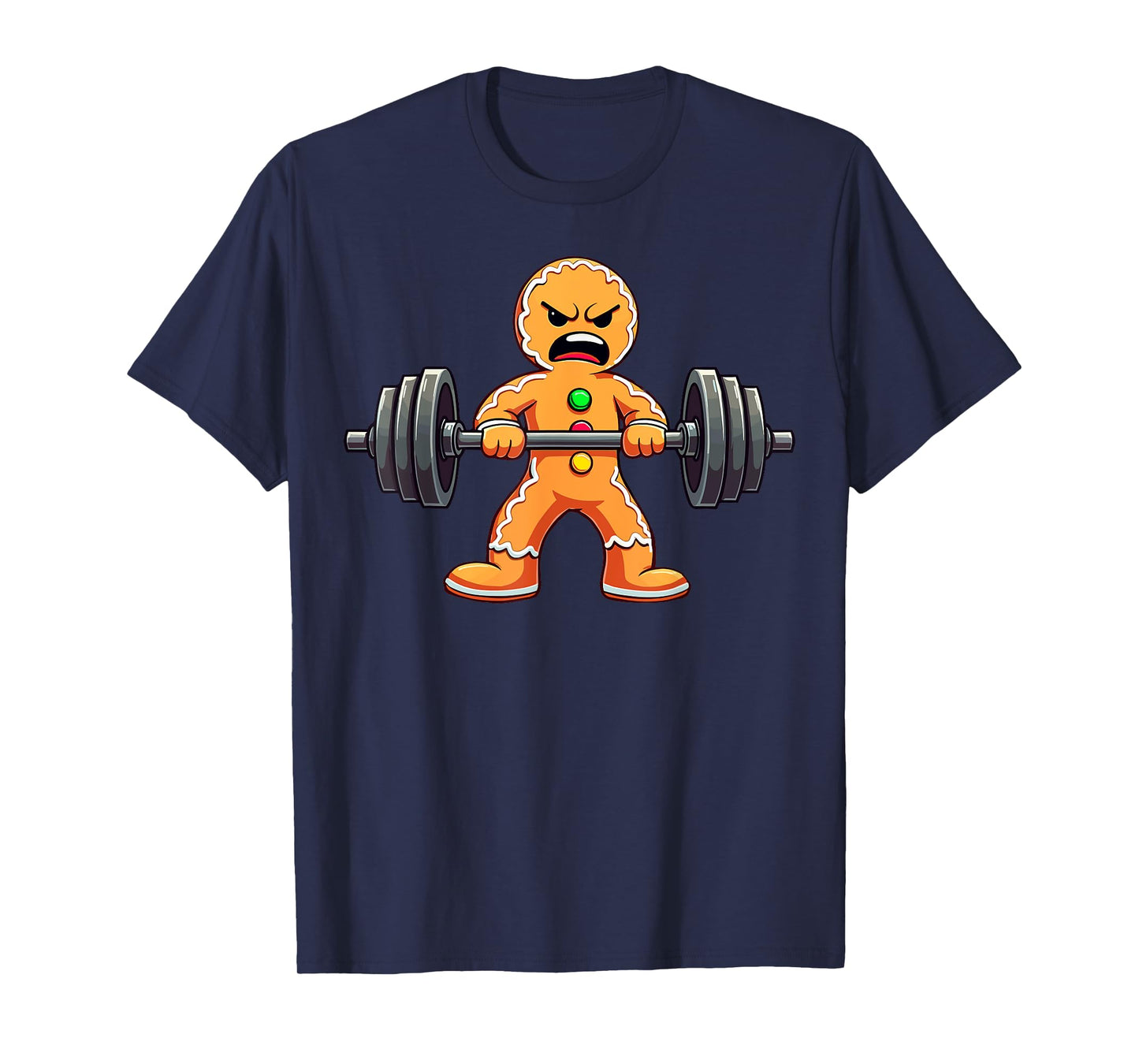 Gingerbread Weightlifter Christmas Powerlifting Xmas Gym T-Shirt