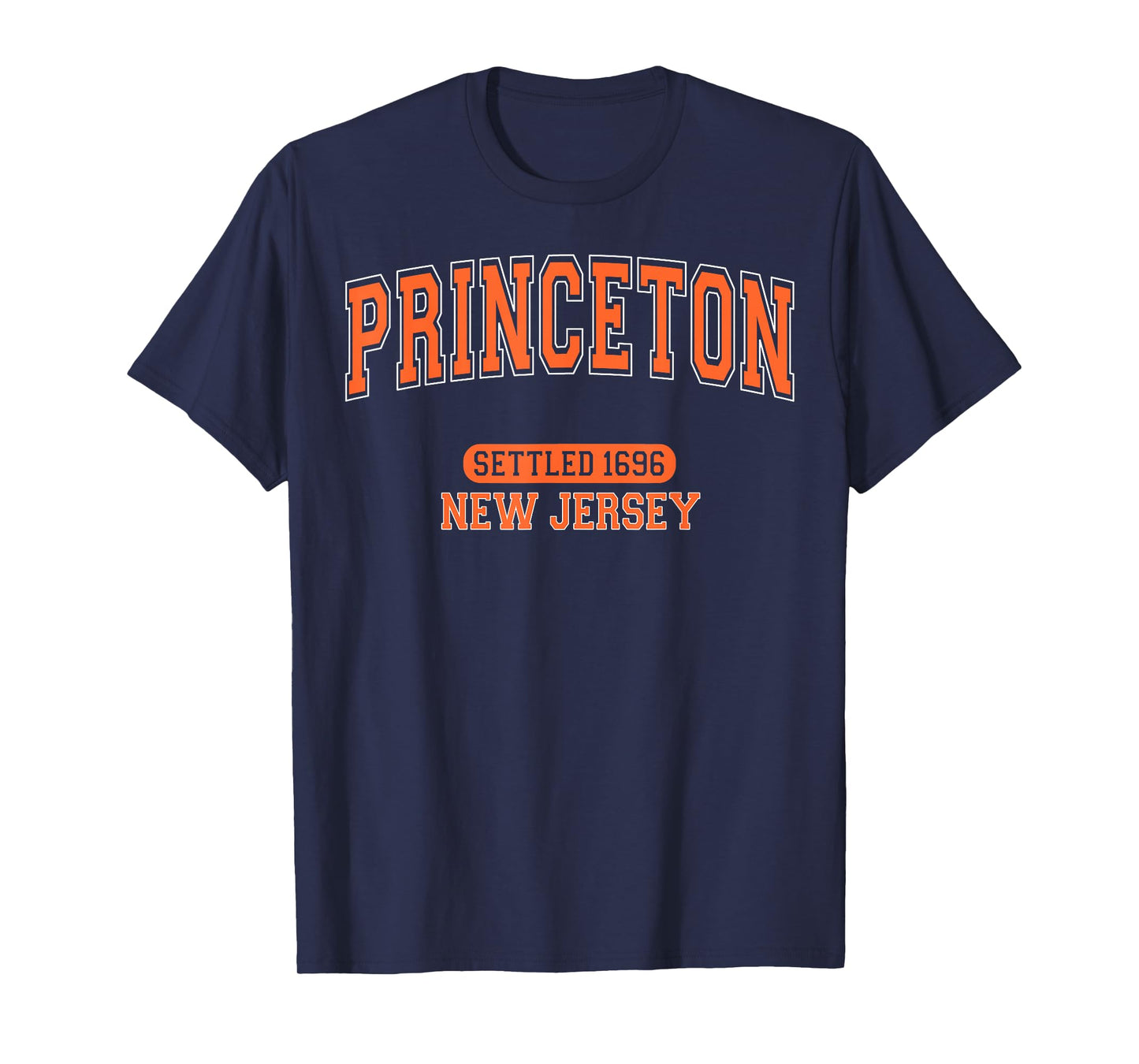 Princeton New Jersey Settled 1696 Vintage Arched Orange T-Shirt