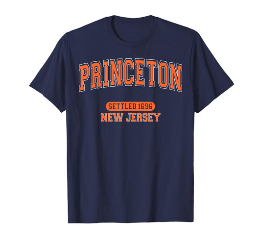Princeton New Jersey Settled 1696 Vintage Arched Orange T-Shirt