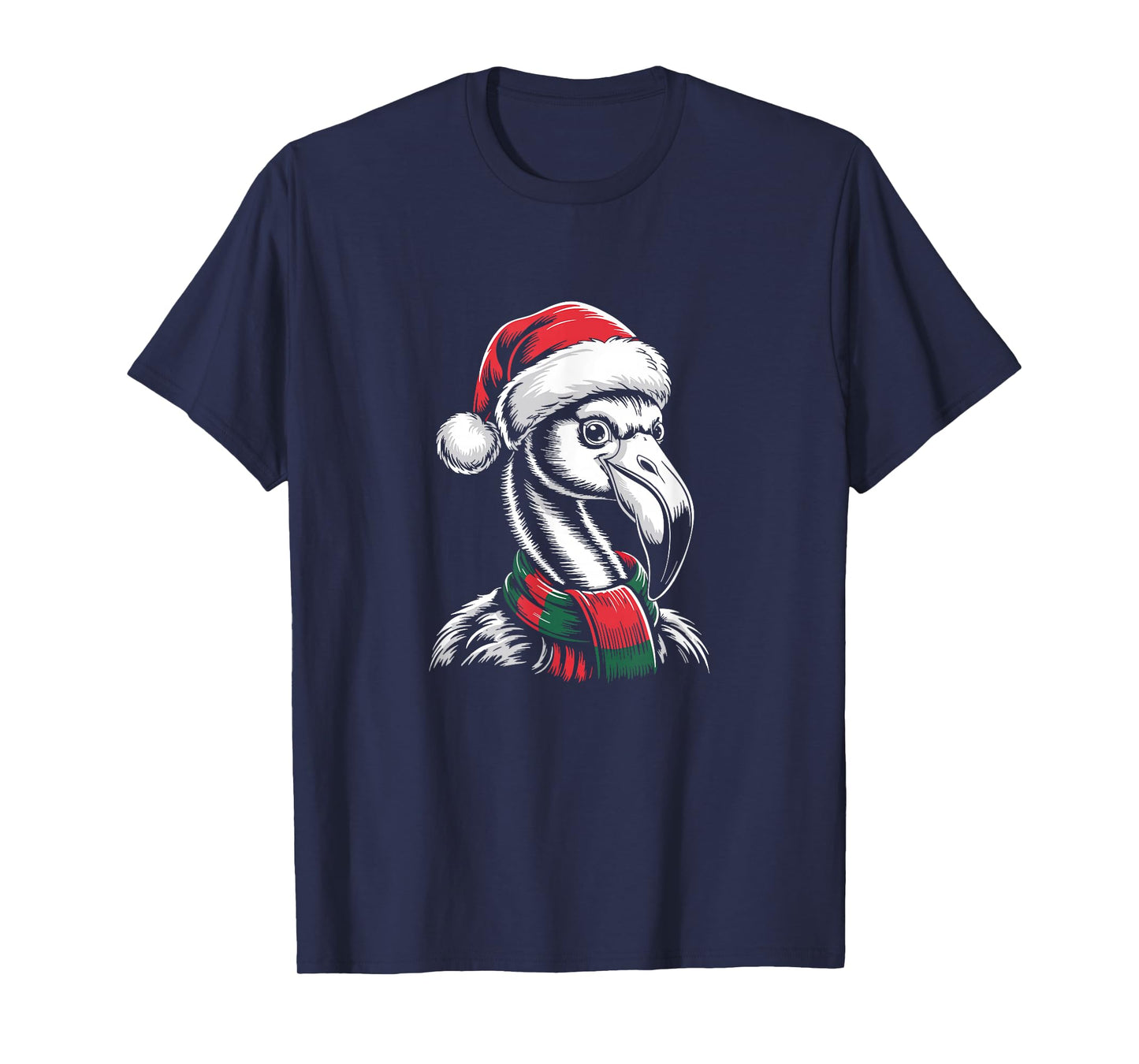 Flamingo Xmas Santa Hat Scarf Christmas Costume T-Shirt