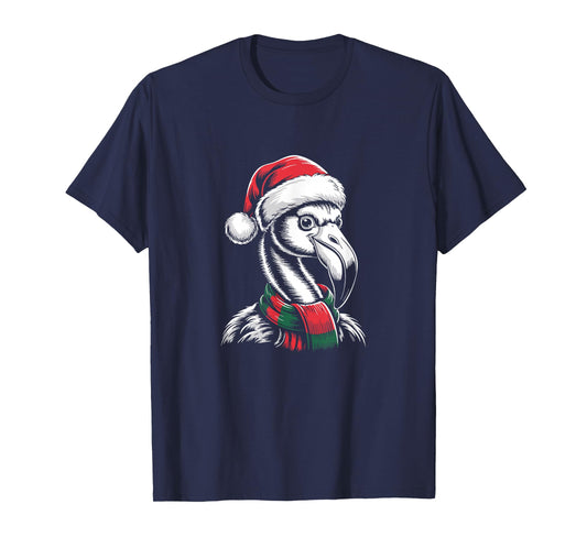 Flamingo Xmas Santa Hat Scarf Christmas Costume T-Shirt