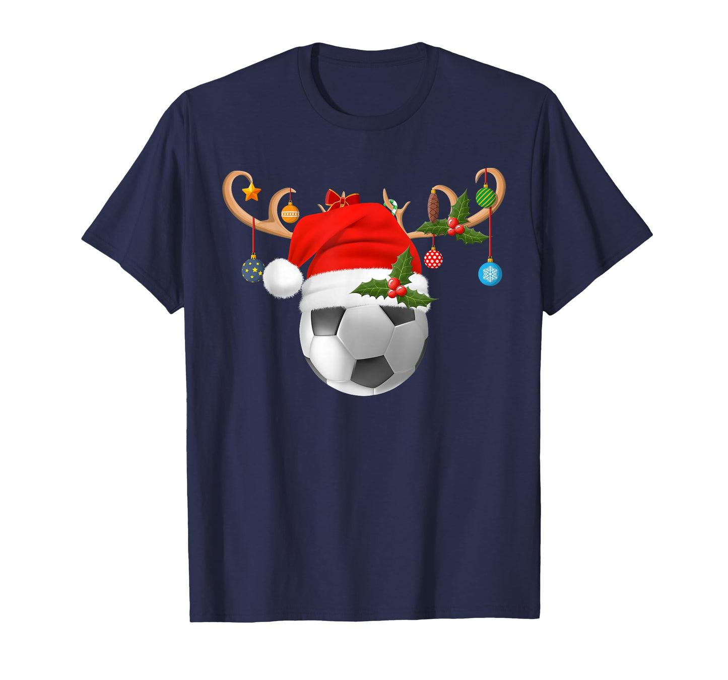 Soccer Christmas Pajamas Reindeer Santa Sports Player Xmas T-Shirt