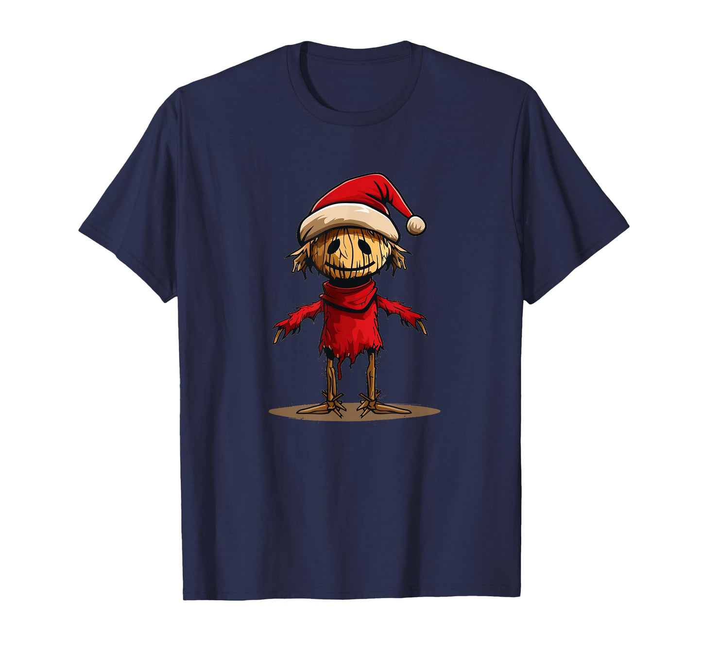 Funny Scarecrow with Santa Claus Hat for Funny Farmer T-Shirt