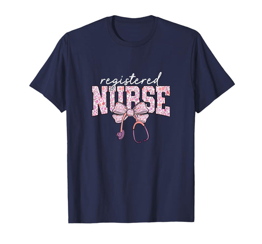 RN Nurse Floral Print Registered Nurse Nursing School Women T-Shirt