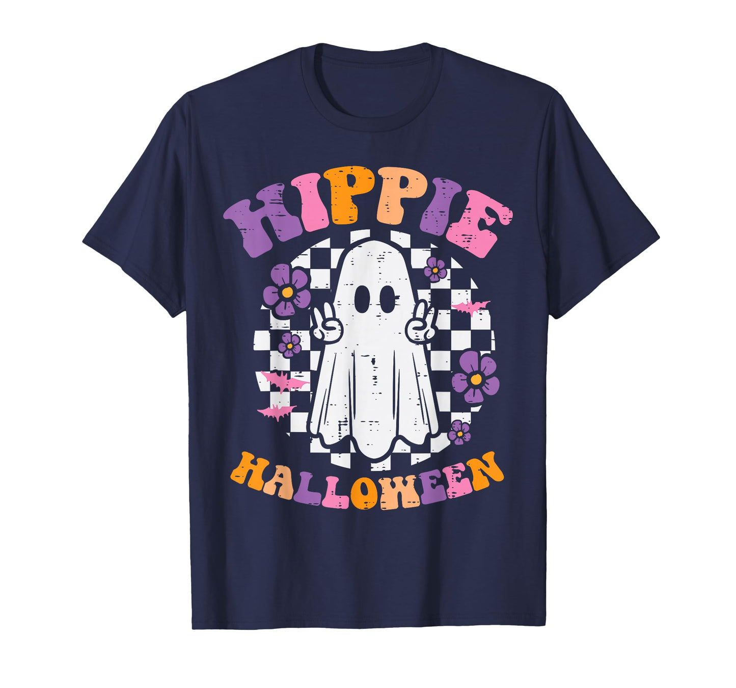 Hippie Halloween Ghost Peace Retro Costume Women Kids Men T-Shirt