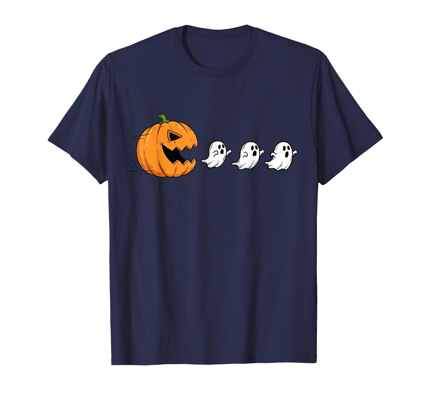 Halloween Gamer Pumpkin Eating Ghost Costume Men Boys Kids T-Shirt