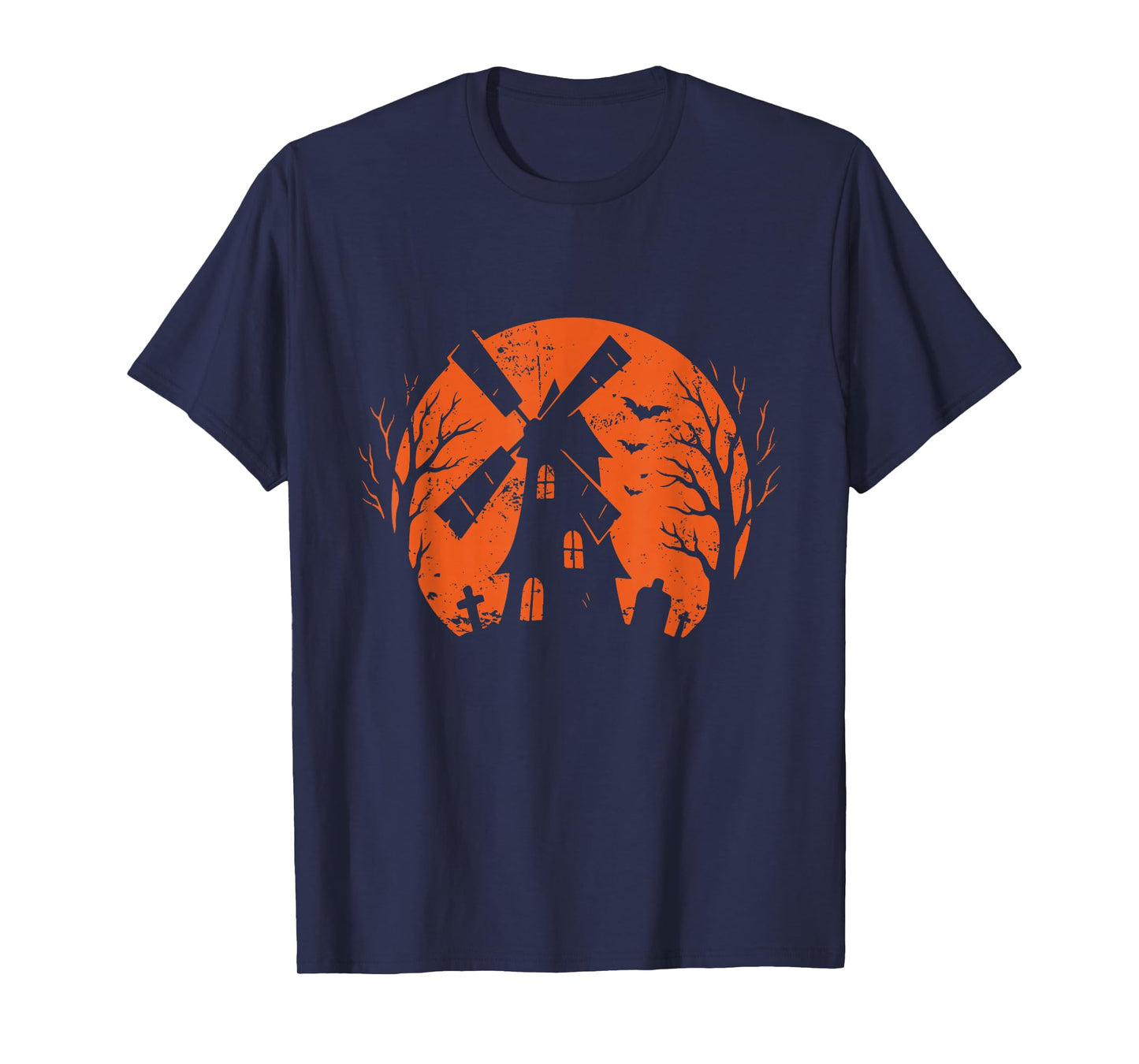 Haunted Windmill Halloween Moon T-Shirt