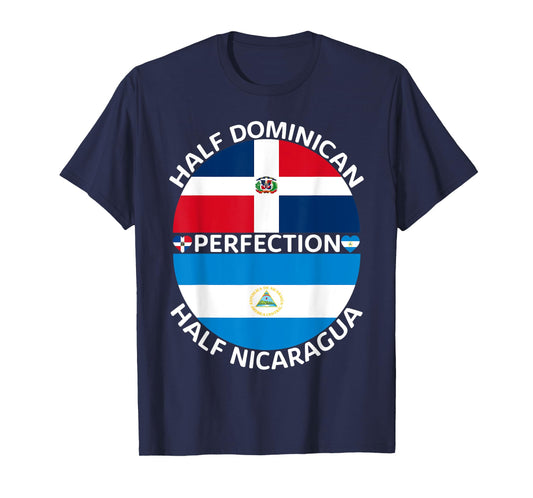 Half Nicaraguan Half Dominican Republic Nicaragua Flag Men T-Shirt