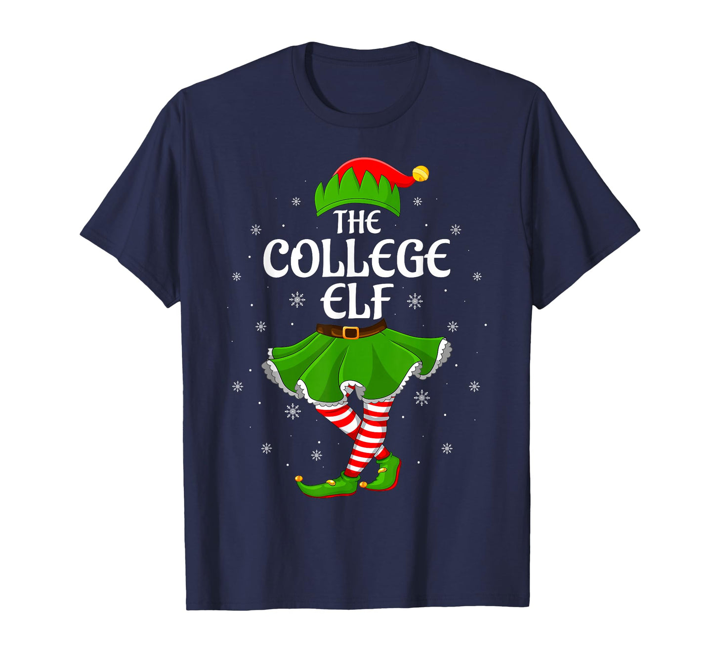 College Elf Christmas Family Girls Women Elf Squad Xmas T-Shirt